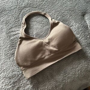NVGTN Seamless Ribbed Nude Taupe Beige Sports Bra